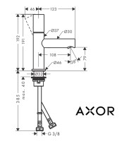 MEDIDAS MONOMANDO LAVABO 80 UNO AXOR